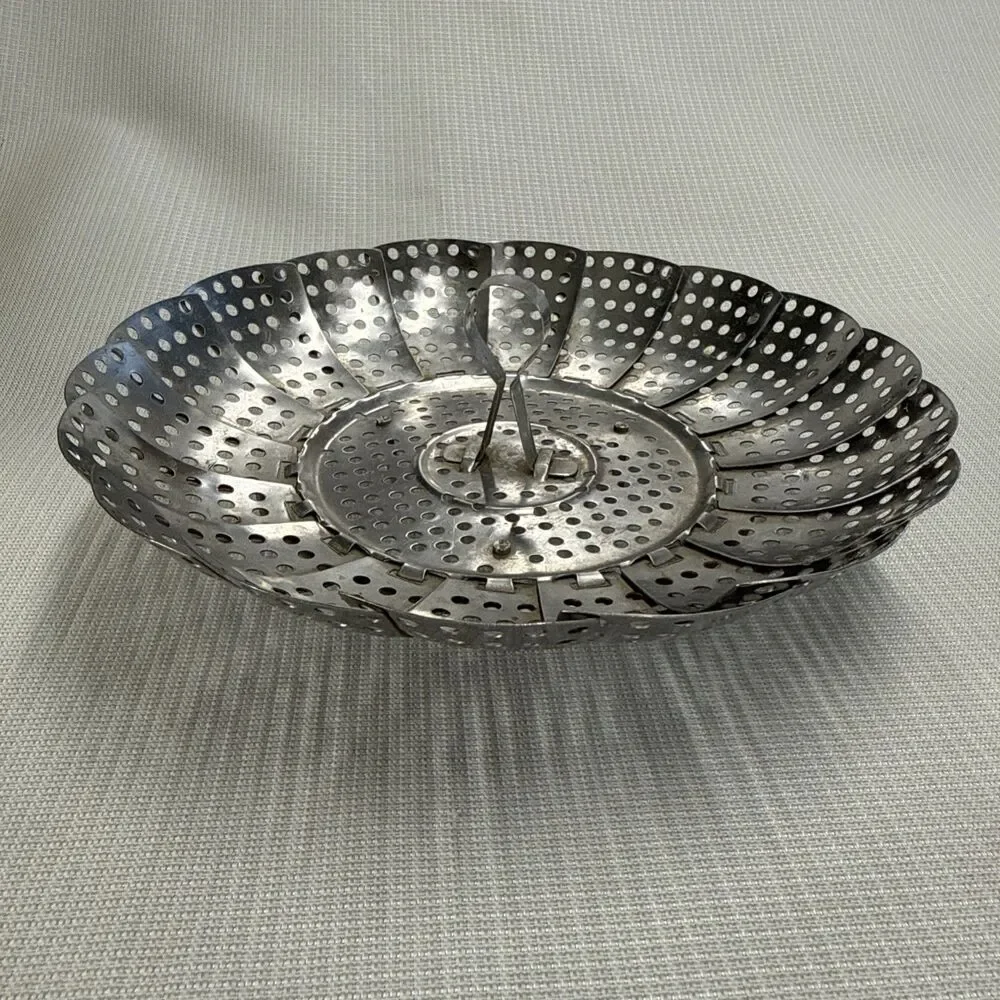 Vintage Ekco Stainless Steel Folding Vegetable Steamer Basket 9